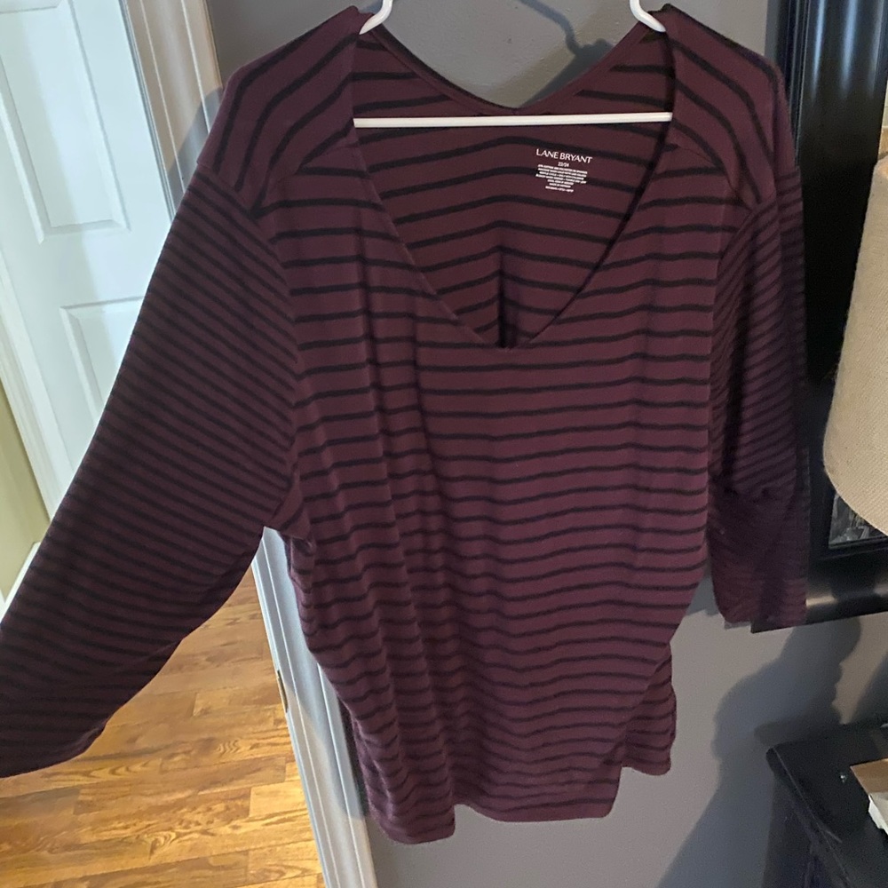 Striped V-neck